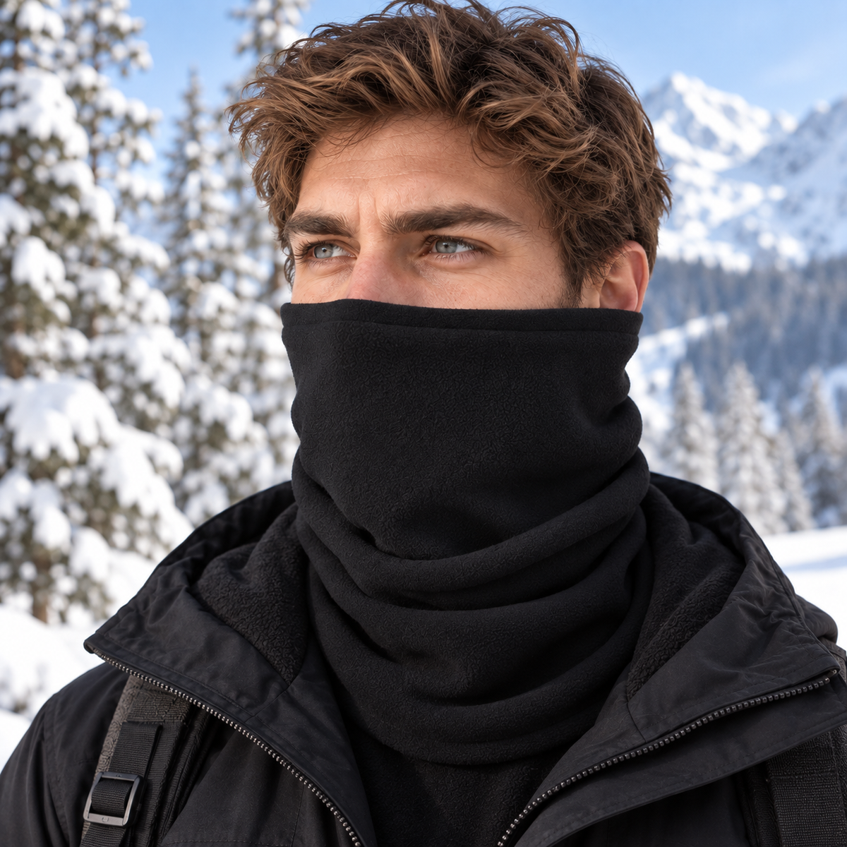 Wintermütze mit Nackenschutz und winddichter Außenschicht