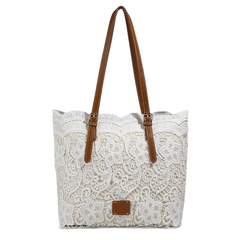 Handtasche Spitze mit Ledergriffen – Elegant und geräumig