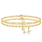 Fußkette Layered-Design mit Strass-Steinen
