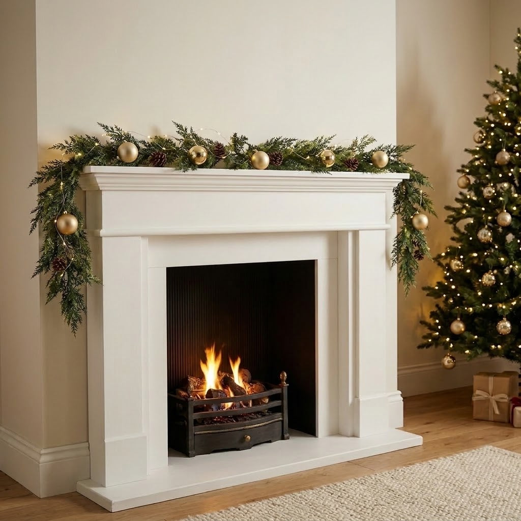 Grüne Girlande für die Weihnachtsdeko, biegsam, für Kamin und Treppe