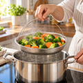 Stainless Steel Strainer Basket with Handle for Steaming and Washing, Ø 22.5 / 24.5 cm