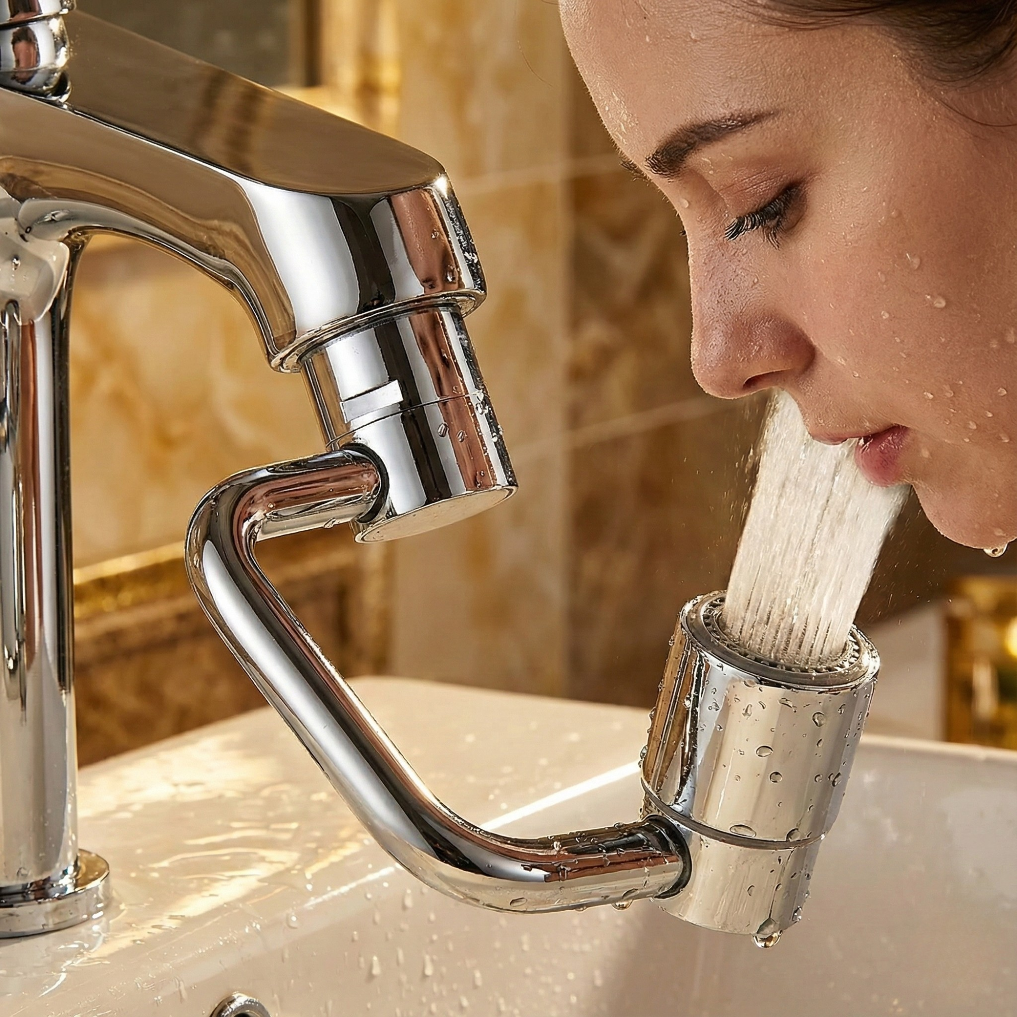 Faucet attachment with 1080° swivel function and 2 spray modes