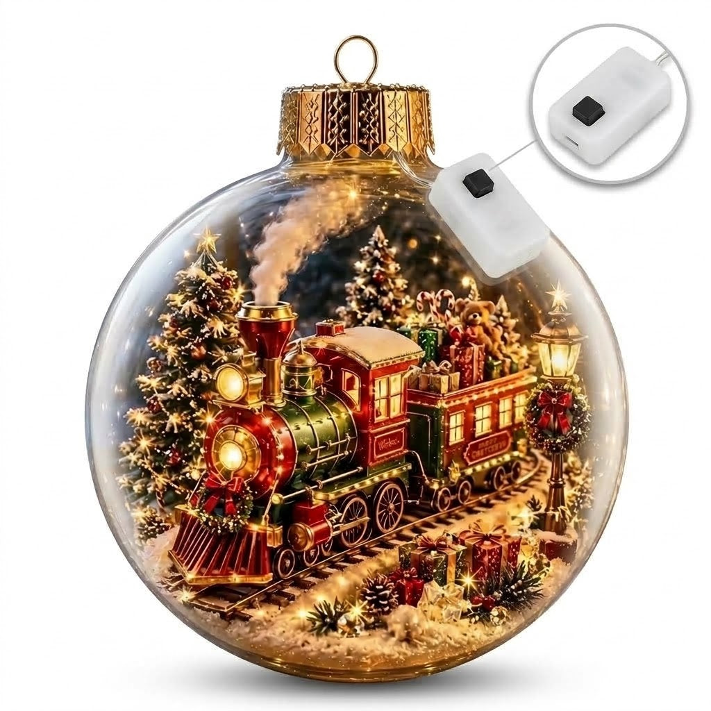Weihnachtsanhänger beleuchtet mit Miniaturszene