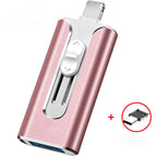 USB stick 4-in-1 with Lightning, USB-A, and USB-C connectors