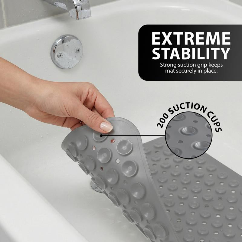 Non-slip bathtub mat with 200 suction cups