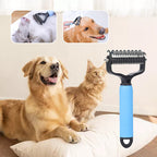 Fur grooming brush for dogs and cats with safety blades