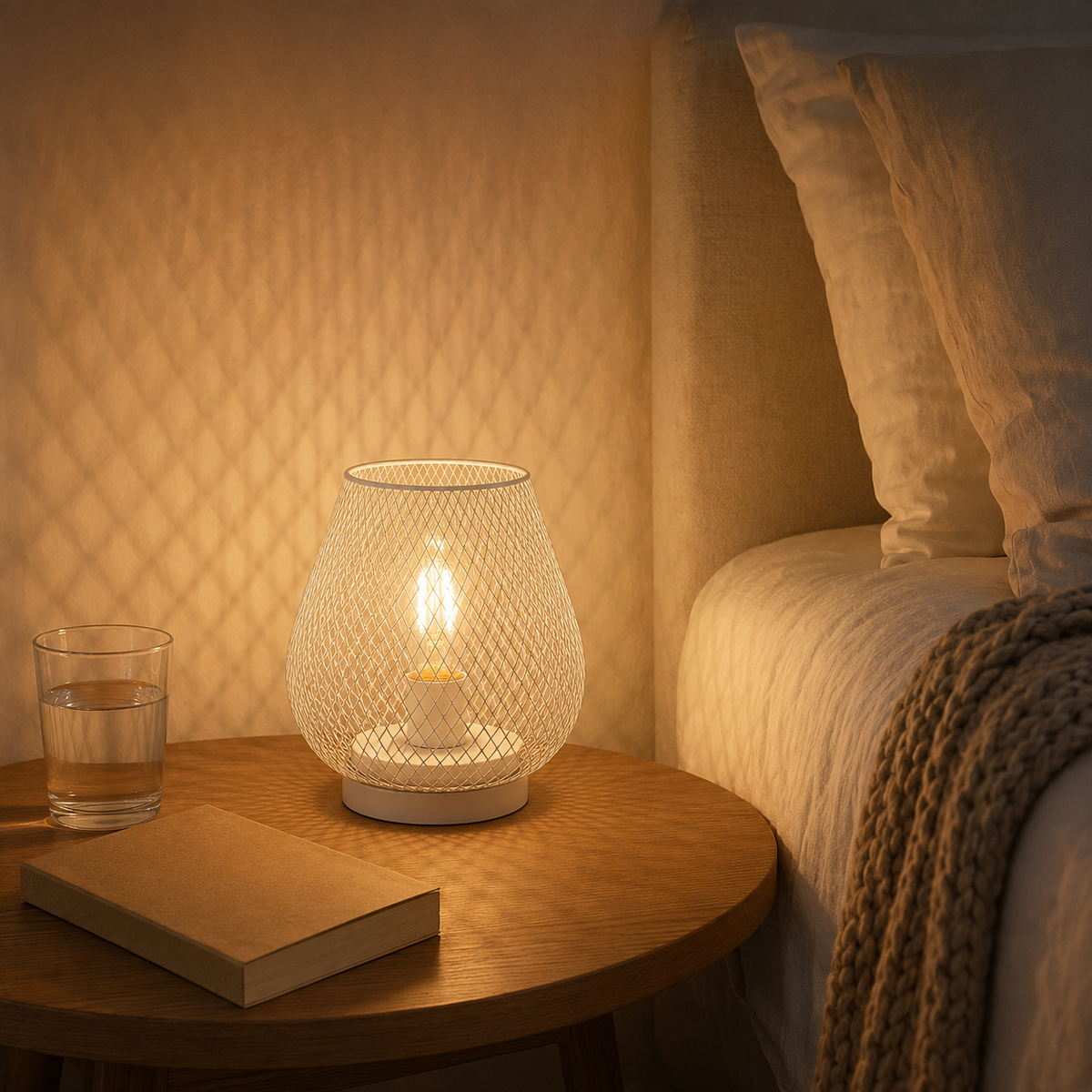LED lantern made of metal mesh, battery-powered, 17 cm
