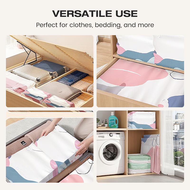 Vacuum storage bags for clothing and bedding