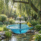 Solar-Vogeltränke mit Springbrunnen – kabellos, zweistufig, zieht Vögel an