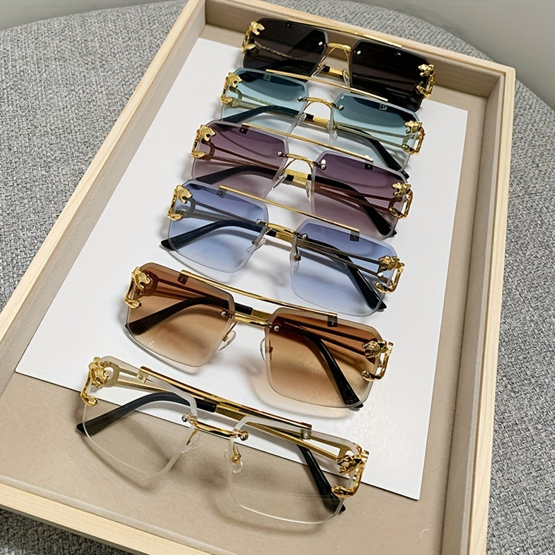 Randlose Sonnenbrille Herren mit Tigerdesign