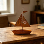 Segelboot-Pflanztopf Rost-Optik aus Eisen für Maritime Garten-Dekoration