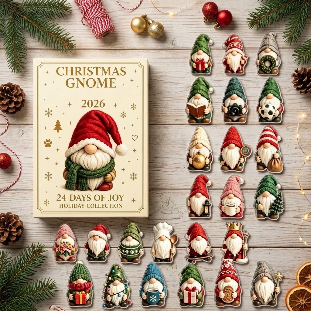 Wichtel Adventskalender 2026 mit 24 Acryl-Anhängern zum Aufhängen