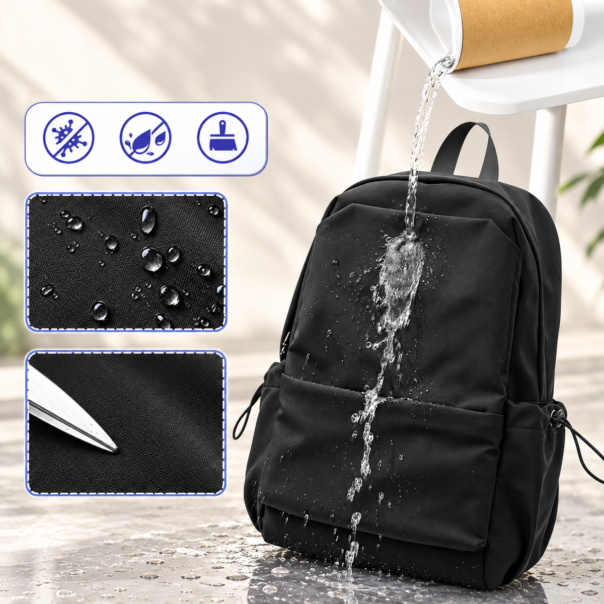 Rucksack wasserabweisend mit gepolstertem Laptopfach