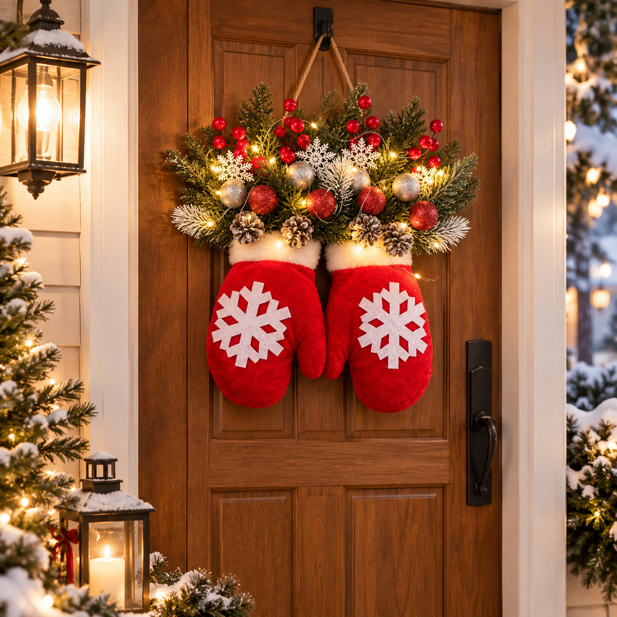 LED-Fäustlinge Weihnachtsdeko mit 20 warmweißen LEDs