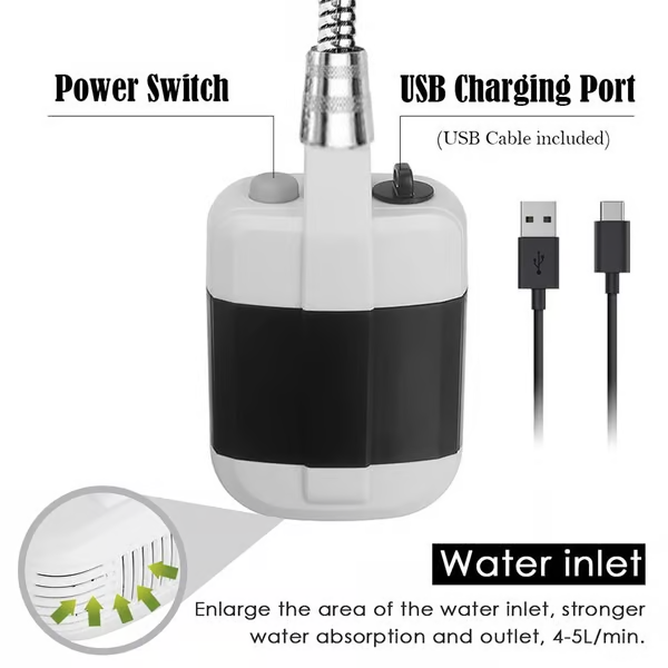 Portable Camping Shower USB with Battery