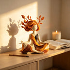 Yoga figure made of resin with leaf details