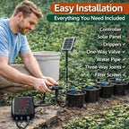 Solar watering system for 12 plants with digital timer