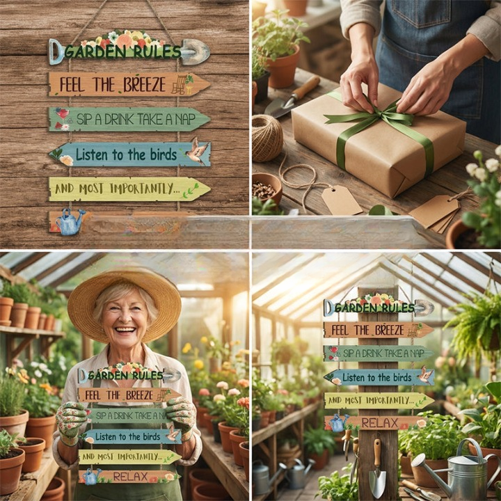 Gartenschild Holz mit Wegweiser-Design – Rustikaler Wanddeko