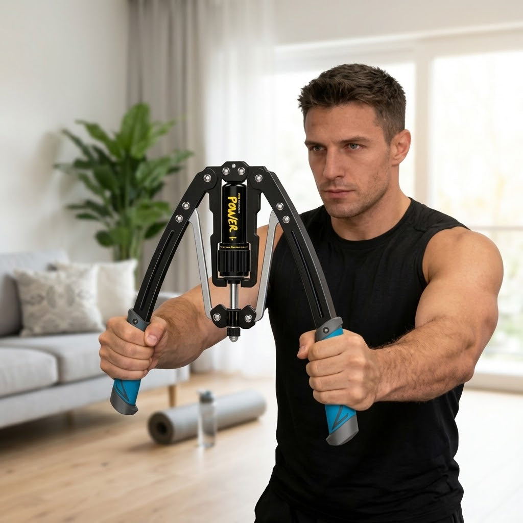 Hydraulic arm trainer with adjustable resistance - chest & forearm trainer