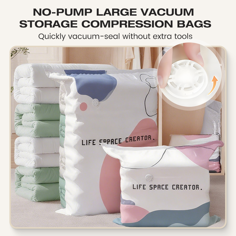 Vacuum storage bags for clothing and bedding