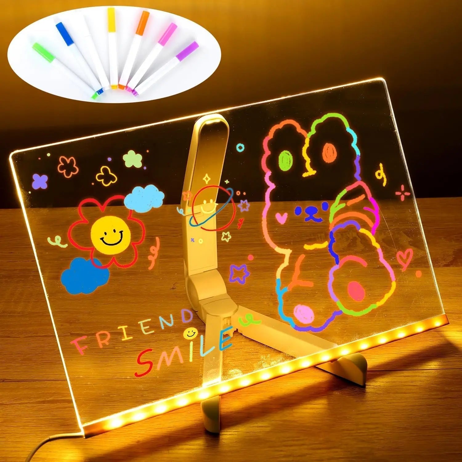LED-Zeichentablet mit Neon-Effekt – USB-betrieben, wiederverwendbar