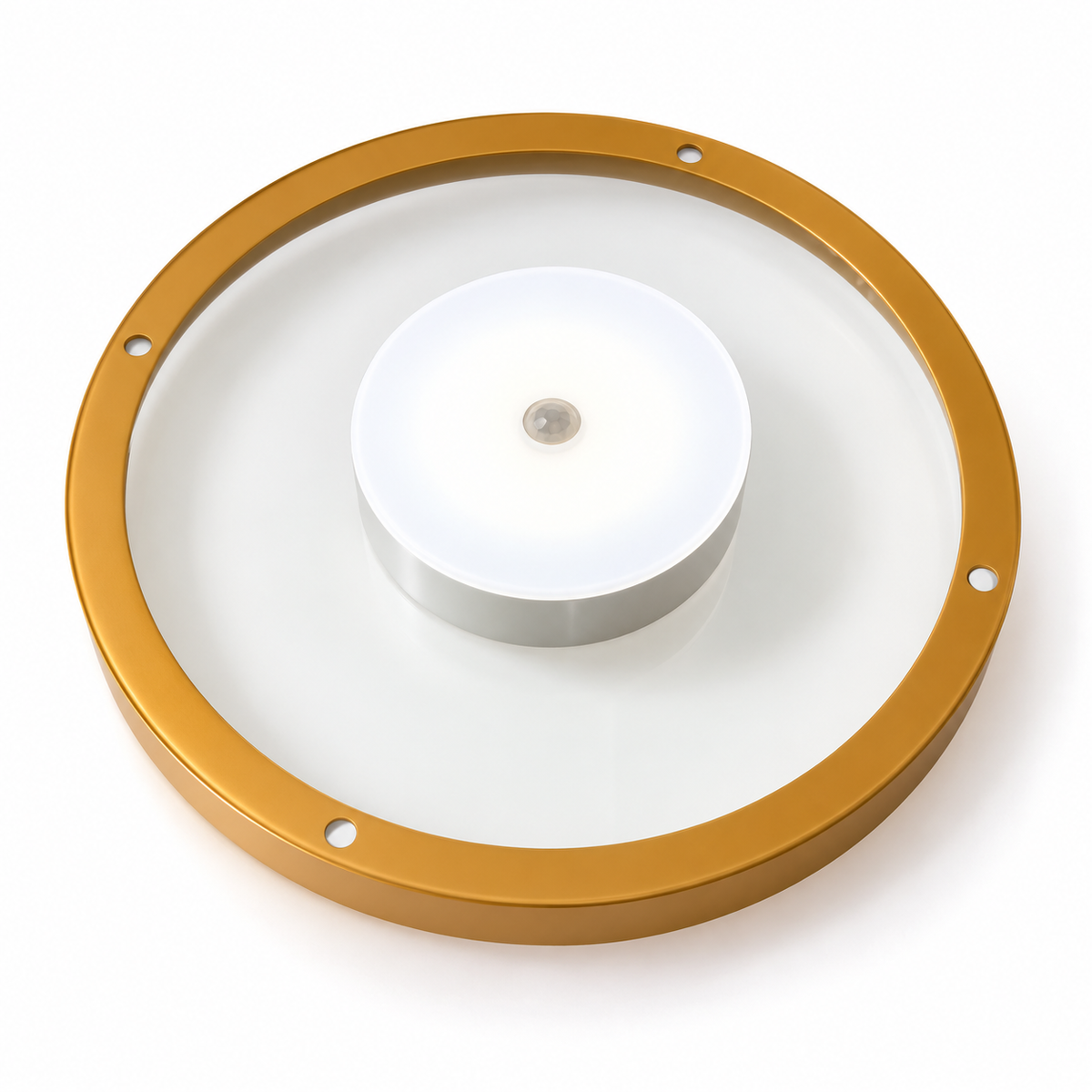 Round LED wall shelf with battery-powered lighting – Gold, Ø 20 cm