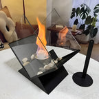 Tabletop Fireplace with Stone Decor and Bio-Ethanol Flame