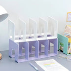 Desk organizer with 4 compartments, plastic, for books and folders
