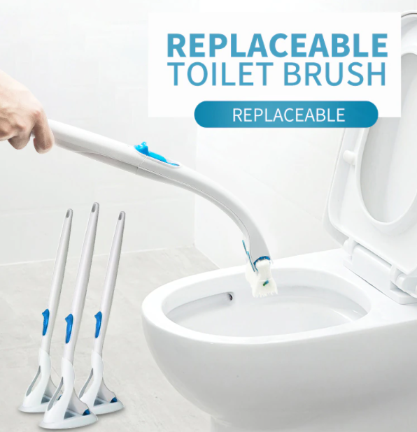 Toilet brush with replaceable fleece pads – hygienic, washable