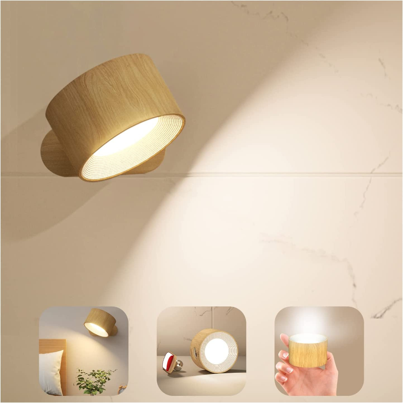 LED wall light with touch control and 360° swivel head