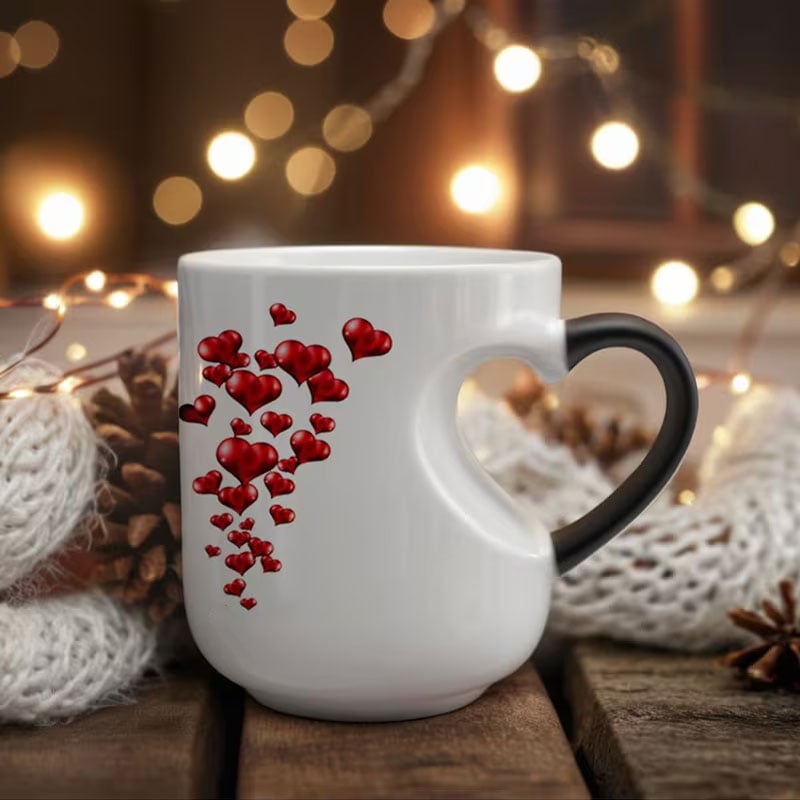 Thermoactive Ceramic Mug Heart Design – Color Change with Heat