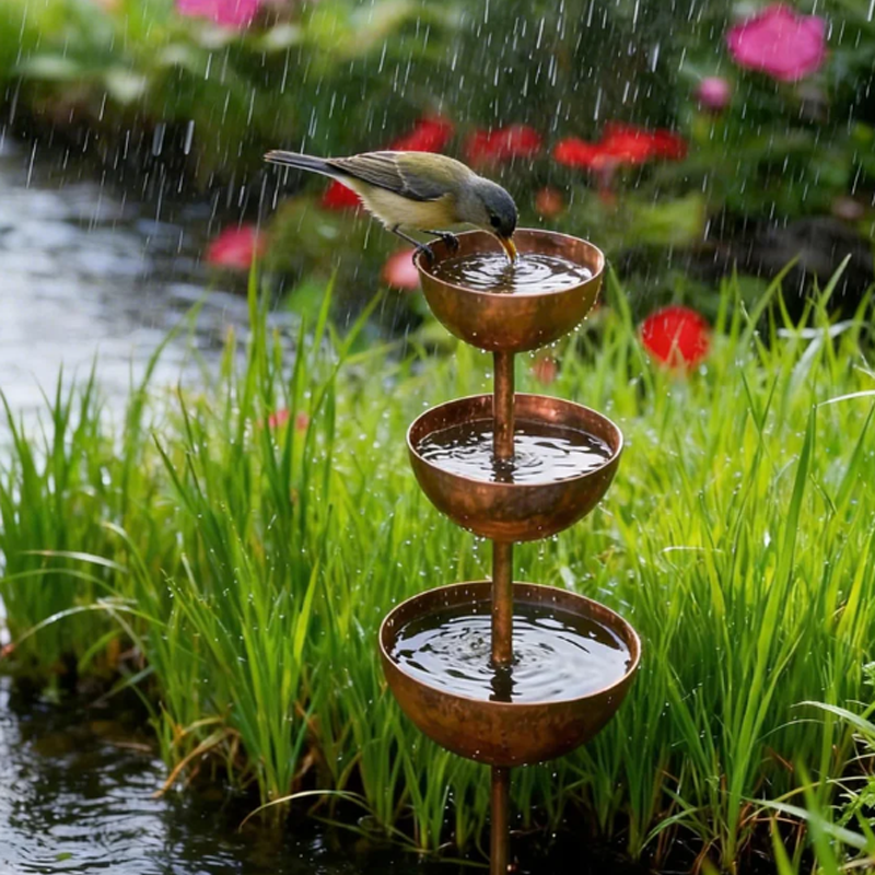 3-tier bird feeder station made of iron – stable with ground spike