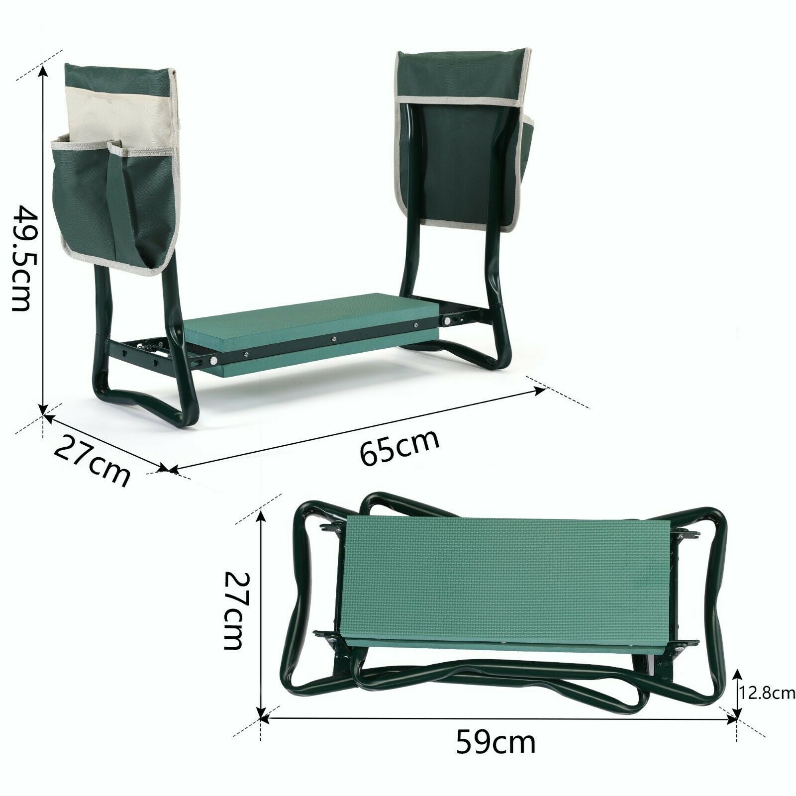 Gartenkniekissen mit Werkzeugtaschen und Sitzfunktion