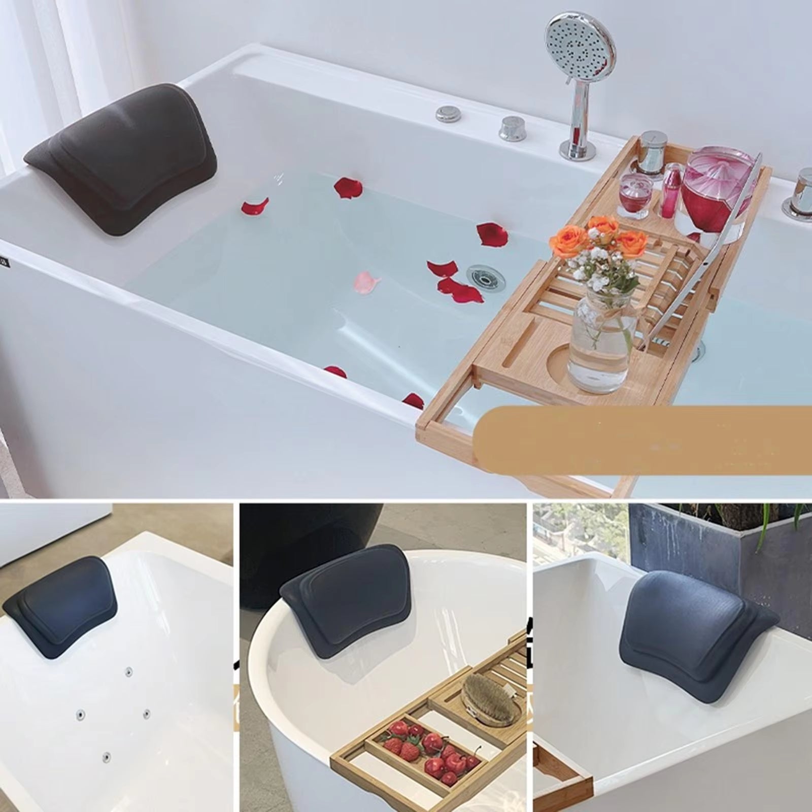 Bathtub pillow with suction cup – pure relaxation, non-slip & waterproof