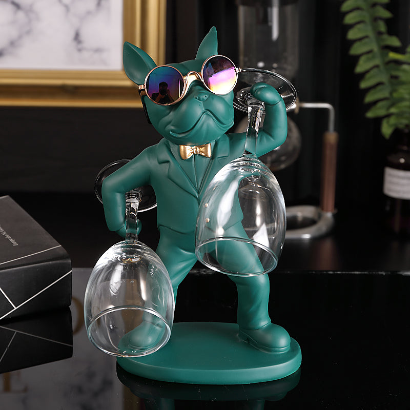 Dog figurine wine glass holder – Decorative table accessory