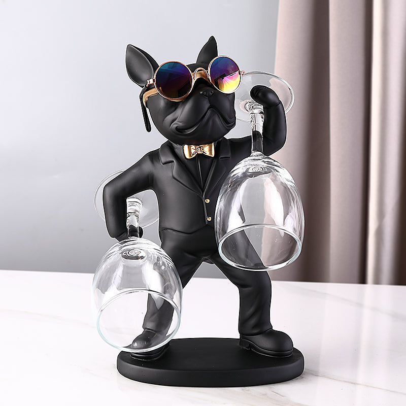 Dog figurine wine glass holder – Decorative table accessory