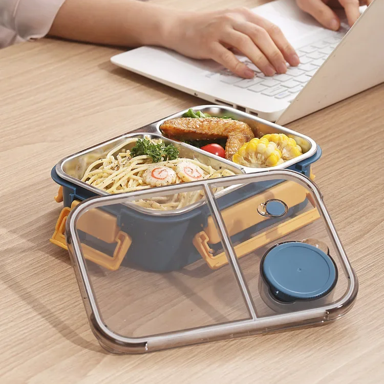 Lunchbox Edelstahl 3-geteilt mit Heizfunktion