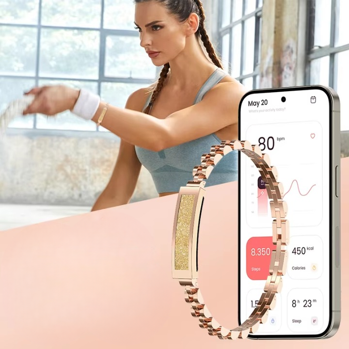 Smartes Edelstahl-Kettenarmband — Fitness-Tracker im Schmuckdesign