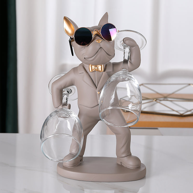 Dog figurine wine glass holder – Decorative table accessory