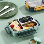 Insulated stainless steel lunchbox with bento compartments