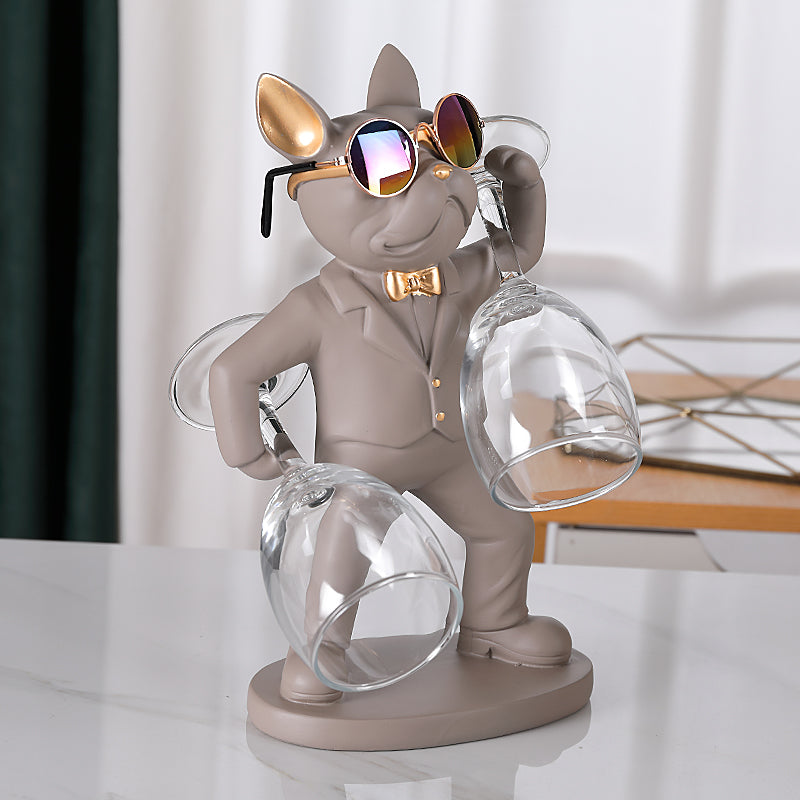 Dog figurine wine glass holder – Decorative table accessory