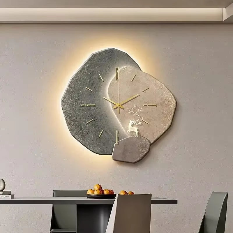 Mond-Wanduhr Minimalistisch – organische Form, 4 Designs, mit oder ohne Beleuchtung
