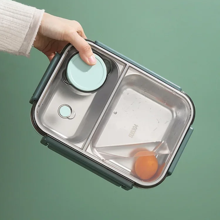 Lunchbox stainless steel 3-compartment with heating function