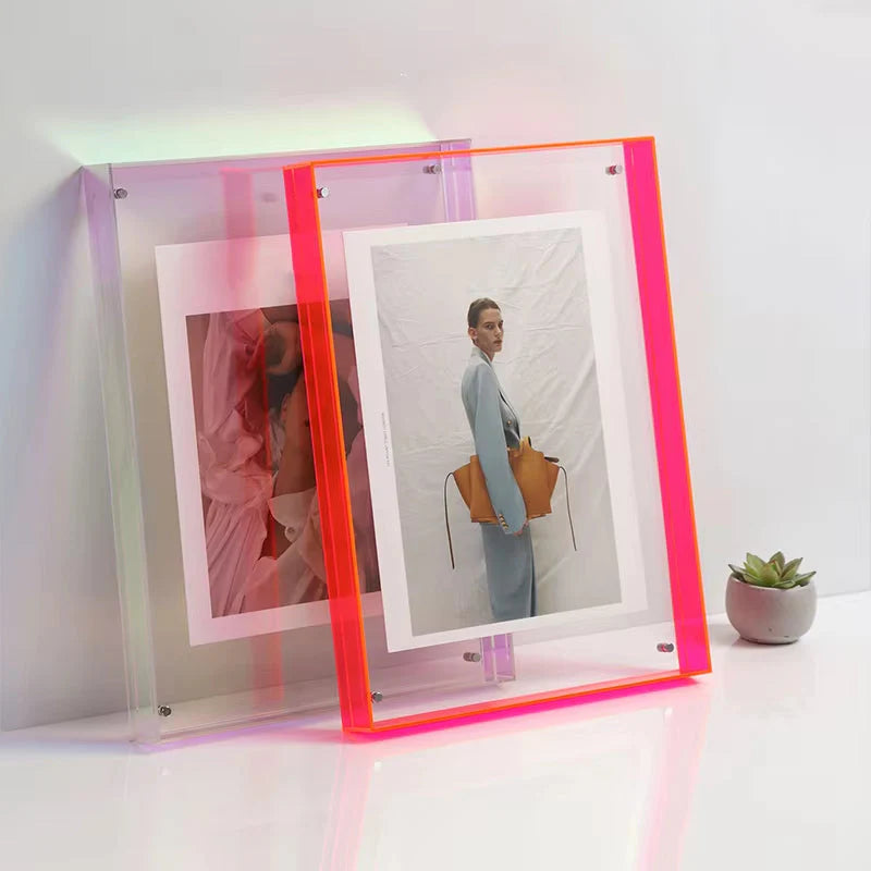 Doppelschichtiger Acryl-Bilderrahmen für Wand & Tisch – 10 Farben, 5 Größen