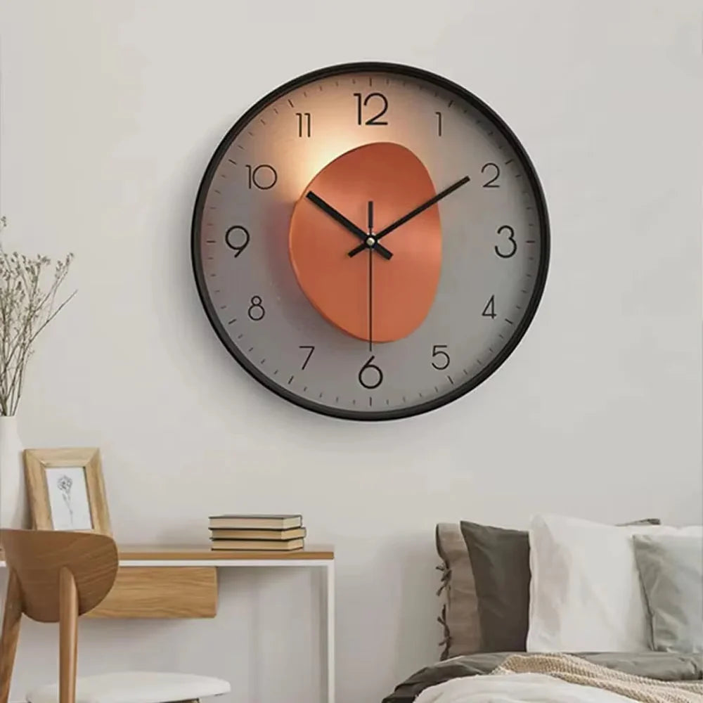 Silent wall clock Ø 20 cm – glass cover & metal hands, no ticking