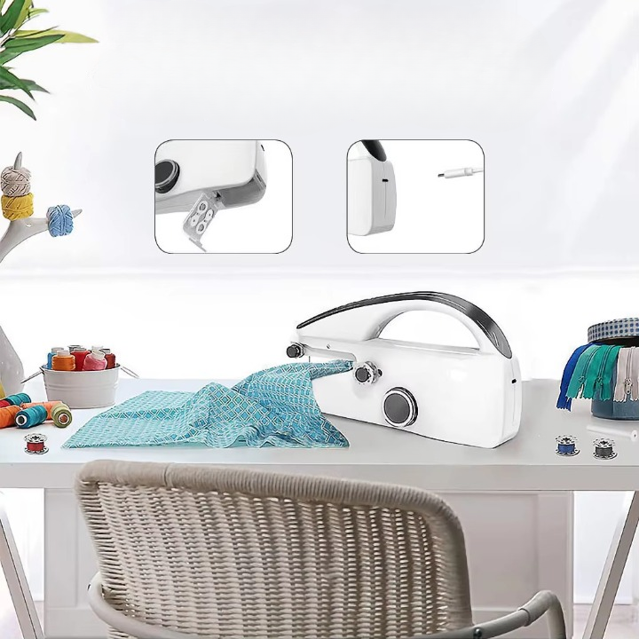 Tragbare Mini-Nähmaschine mit Zubehörset — 2 Geschwindigkeiten, USB-C & Batterie
