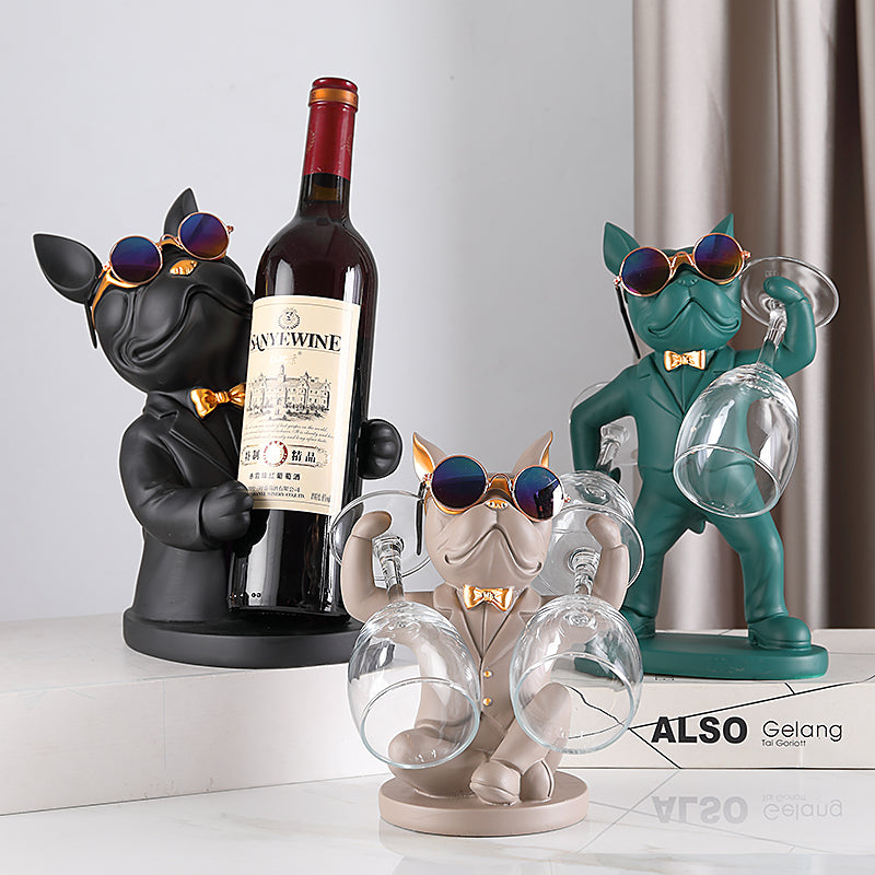 Dog figurine wine glass holder – Decorative table accessory