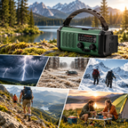 Notfallradio mit Kurbel, Solar und Powerbank-Funktion