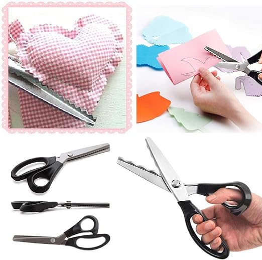 Serrated Scissors with Toothed Blade for Fabric and Crafting