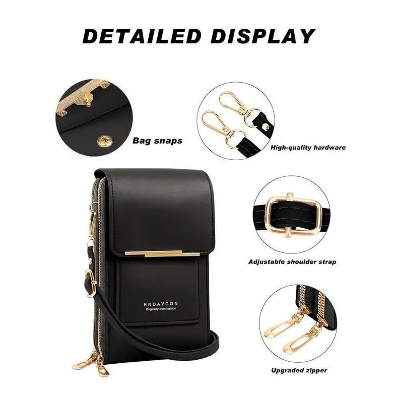 Handy shoulder bag with touchscreen window